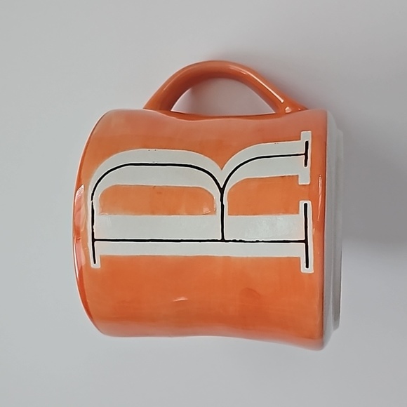 Anthropologie Hand Painted Orange Mia Colorway Initial "R" Monogram Coffee Mug - Picture 1 of 6